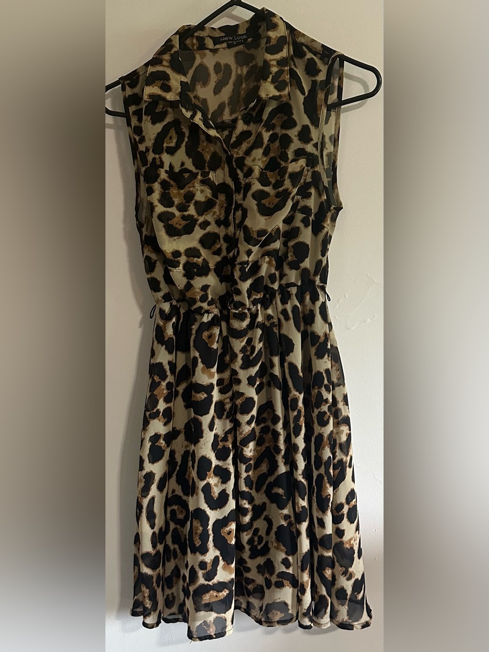 New Look Sleeveless Leopard Print Mini Dress in Brown and Black
